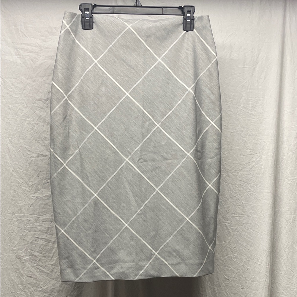 Express Light Gray Checkered Pencil Skirt